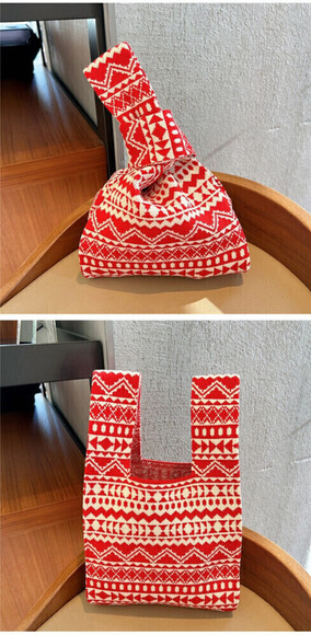 Geometric Pattern Purse In Red - Picture 3 of 3